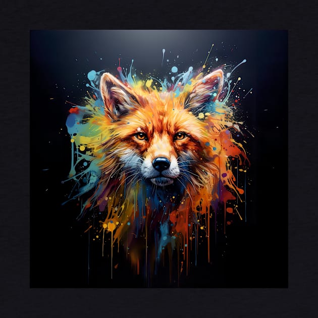 Bold Fox in Paint Splashes by Geminiartstudio